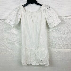 REBELLION white lace off the shoulder cotton mini dress size medium